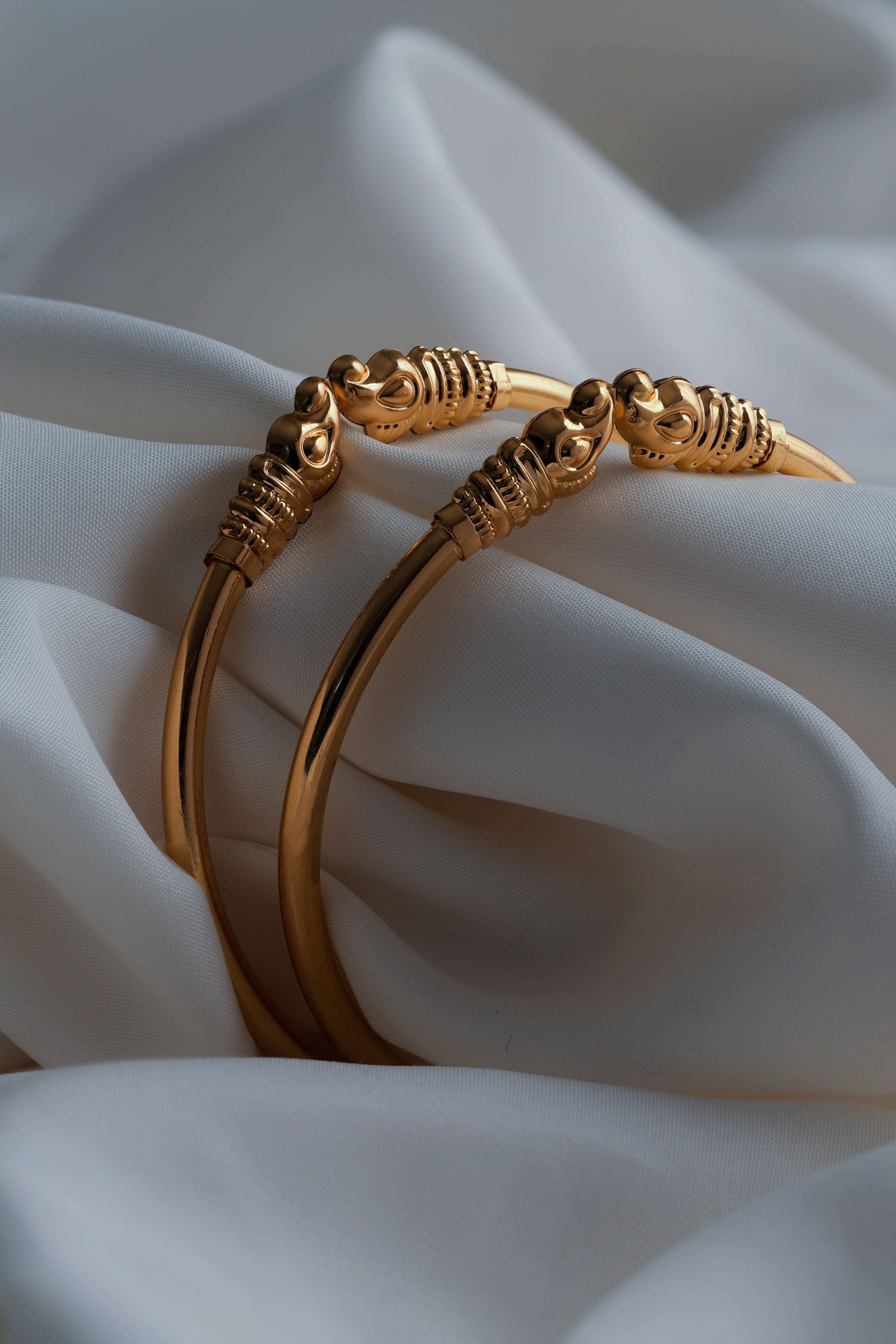 Royal Elephant Head Motif Gold-Plated Bangles – Set of 2 Bangles