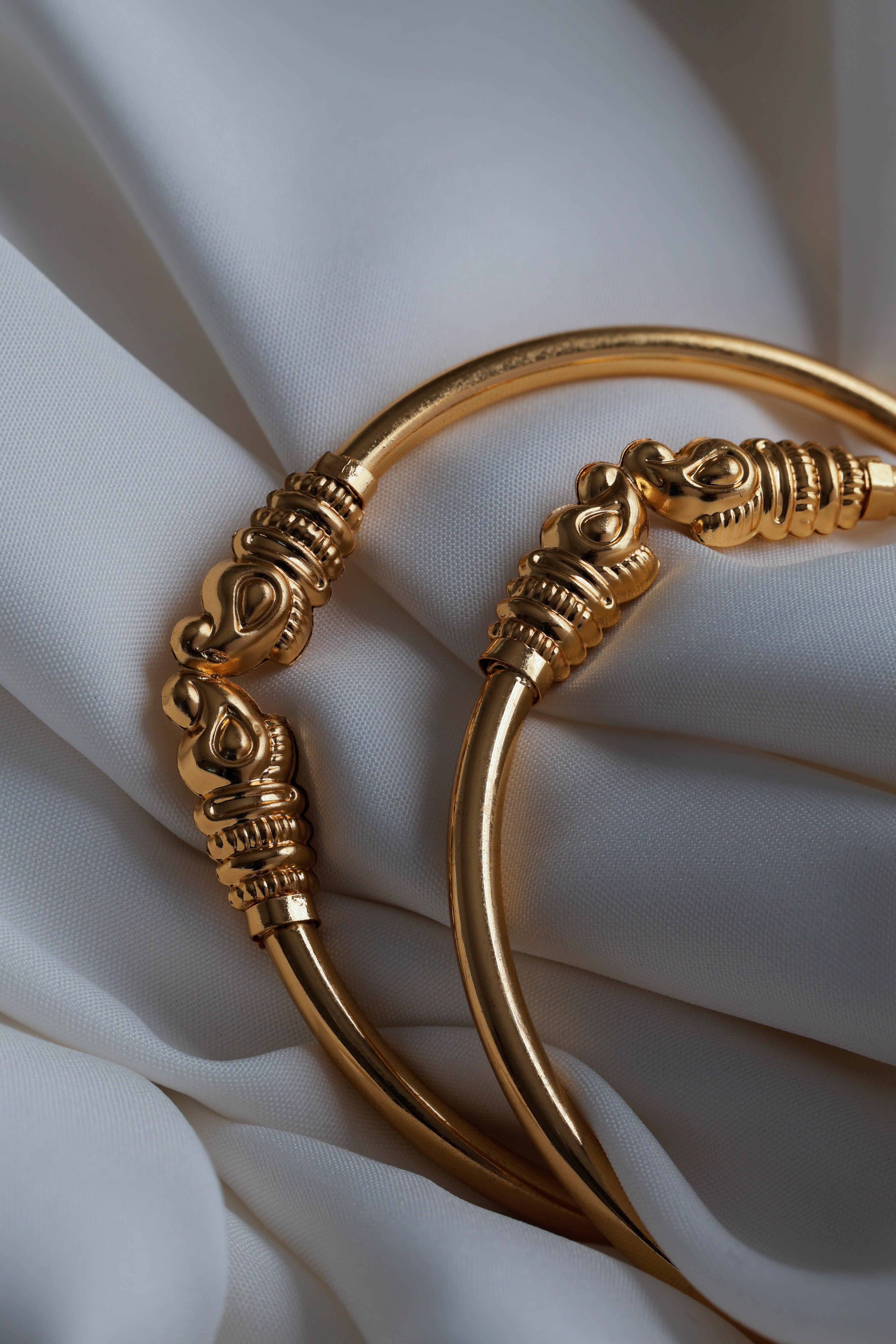 Royal Elephant Head Motif Gold-Plated Bangles – Set of 2 Bangles