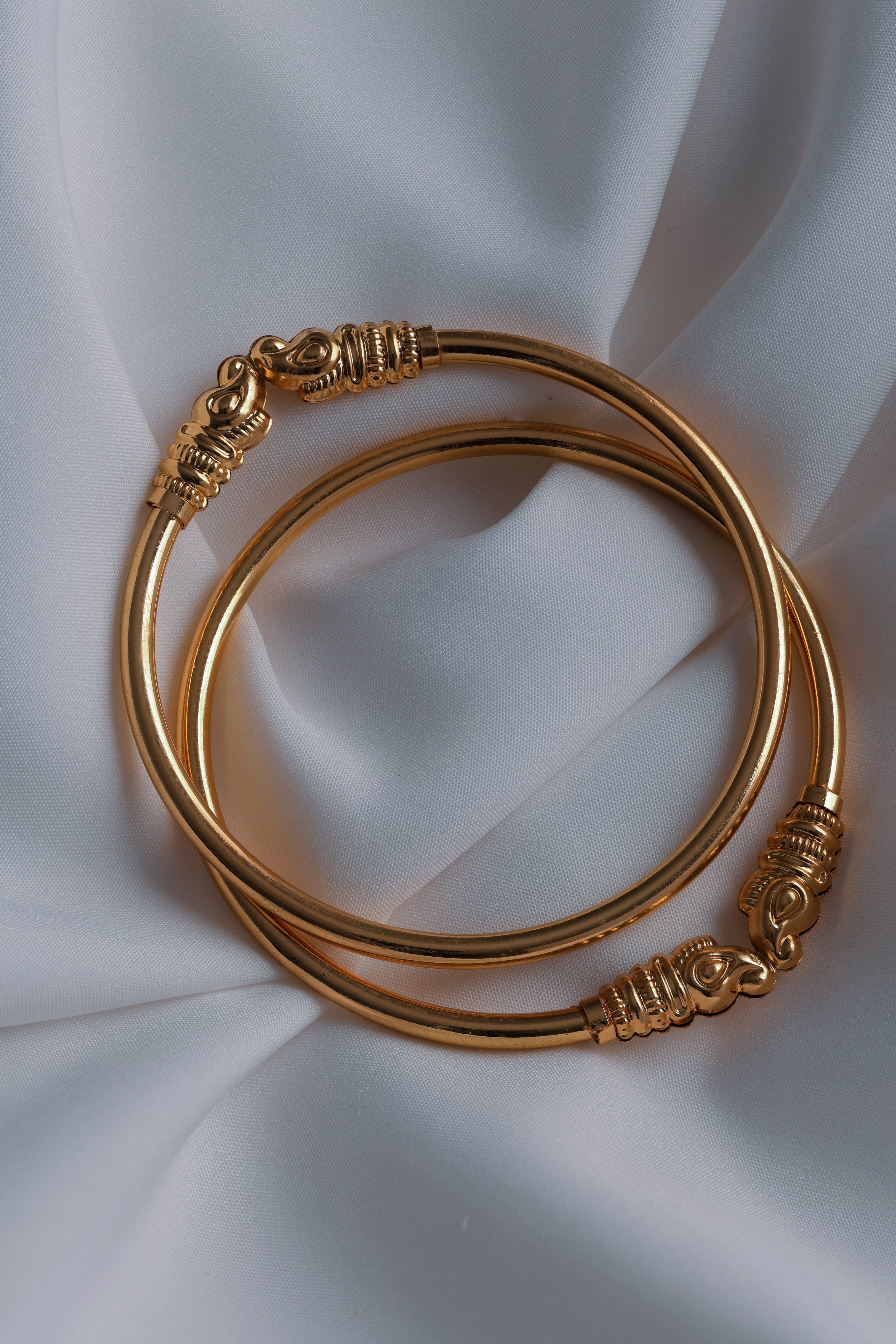 Royal Elephant Head Motif Gold-Plated Bangles – Set of 2 Bangles