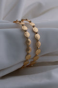 Divine Lakshmi Coin Gold-Plated Bangles with White Stones ( Set of 2)