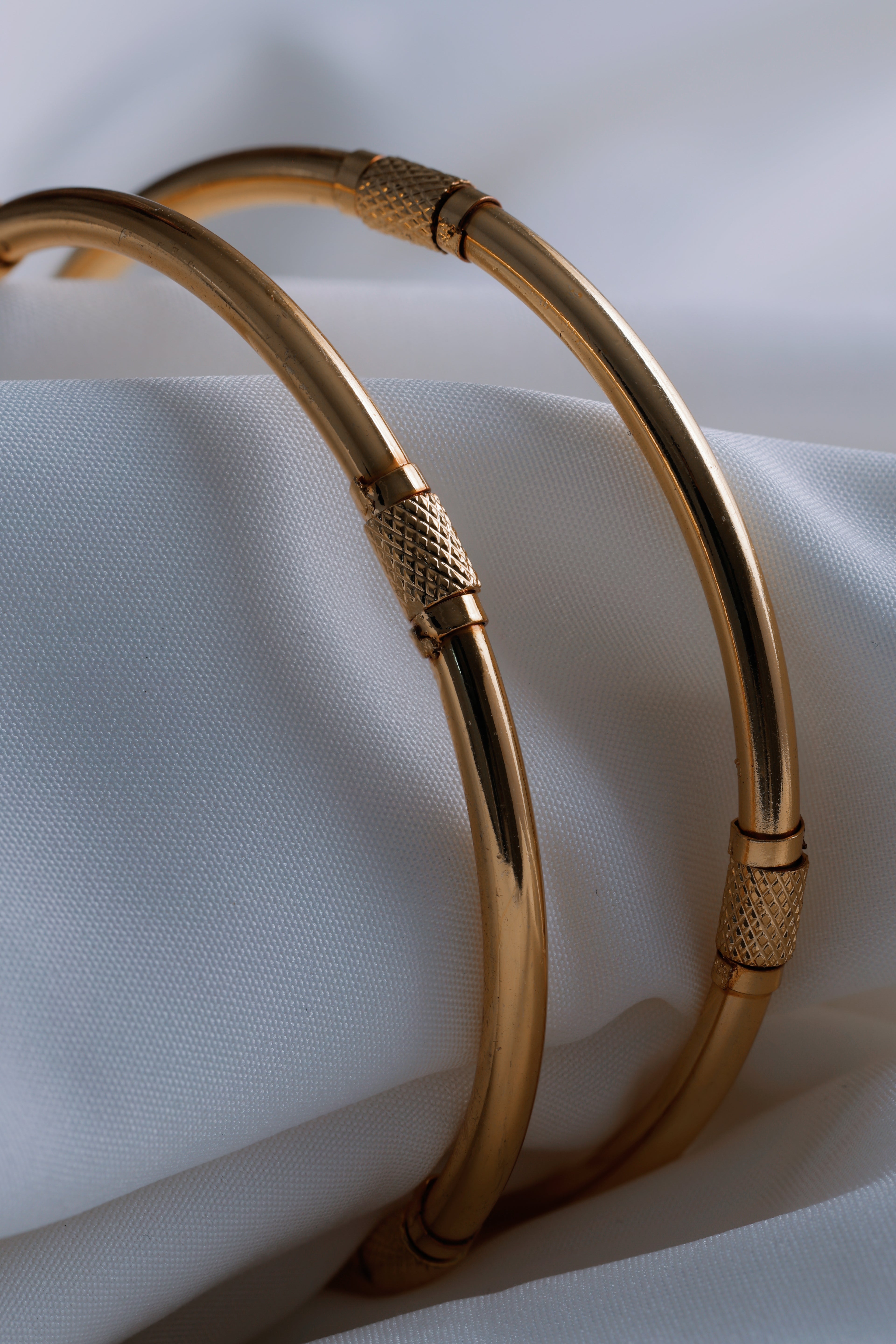 Elegant Gold‑Plated Bangle Pair with Textured Design ( Set of 2)