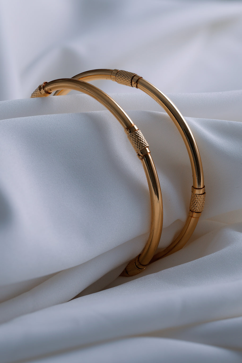 Elegant Gold‑Plated Bangle Pair with Textured Design ( Set of 2)