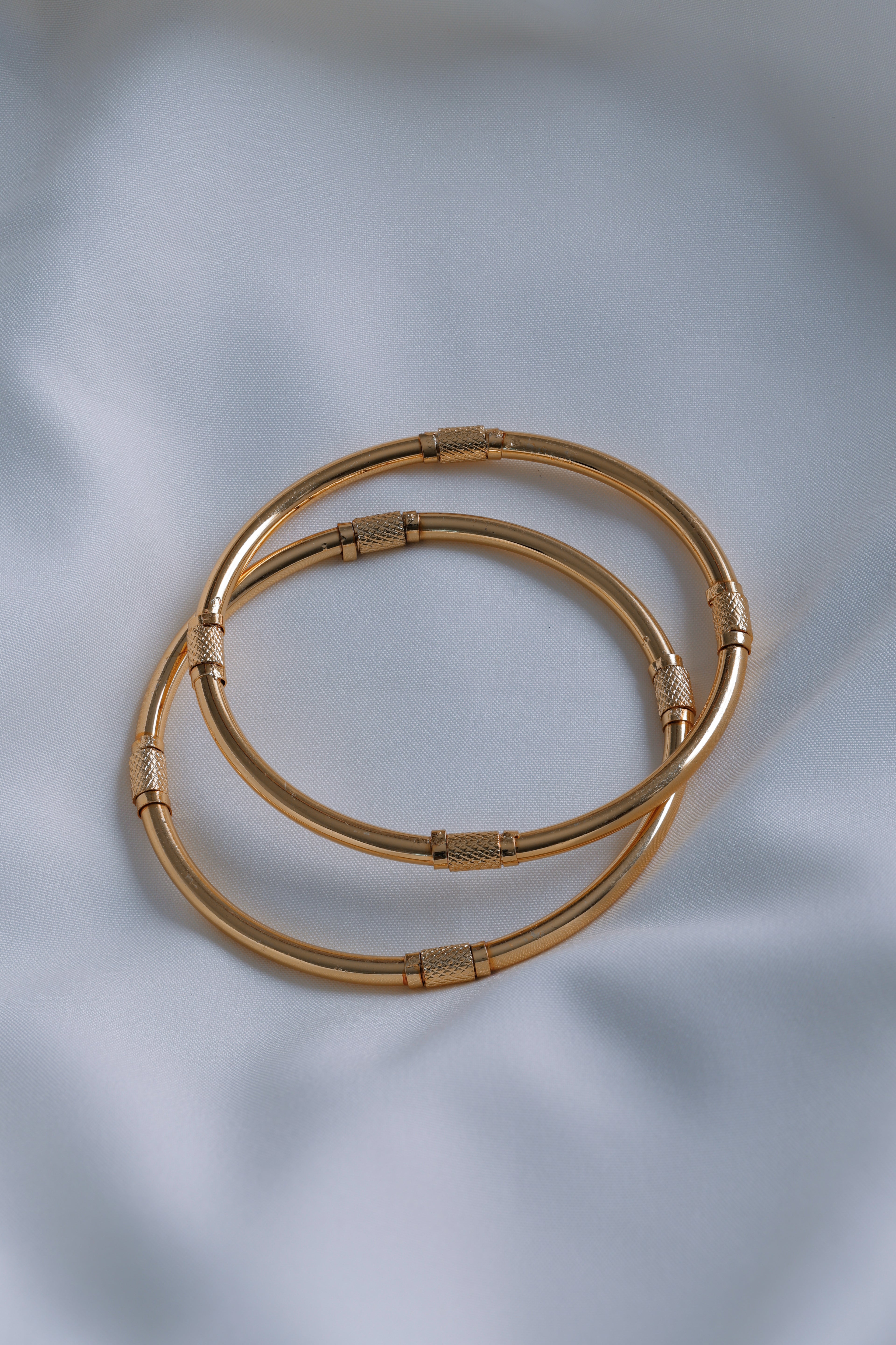 Elegant Gold‑Plated Bangle Pair with Textured Design ( Set of 2)