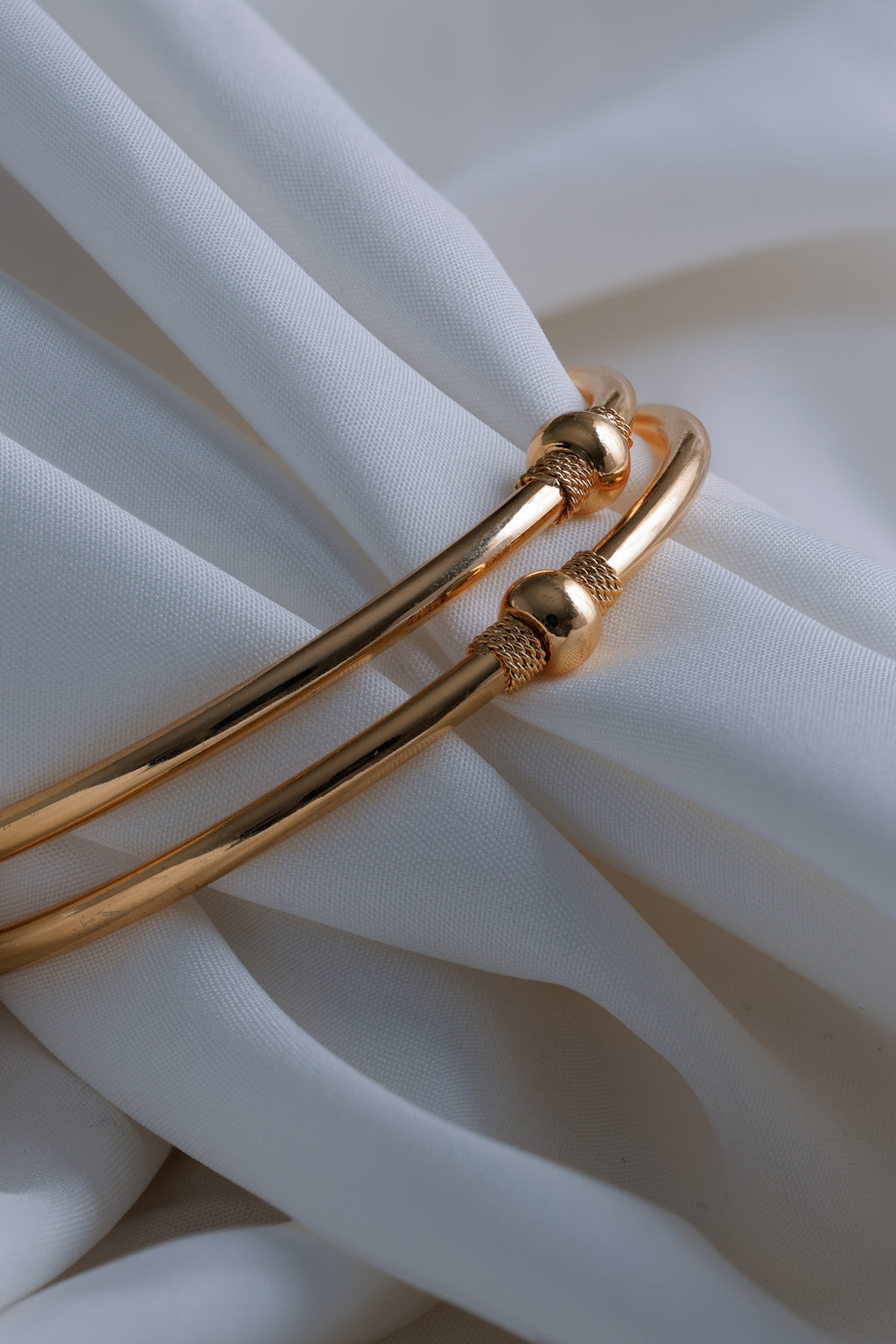 Classic Gold-Plated Bead Bangles (Set of 2)