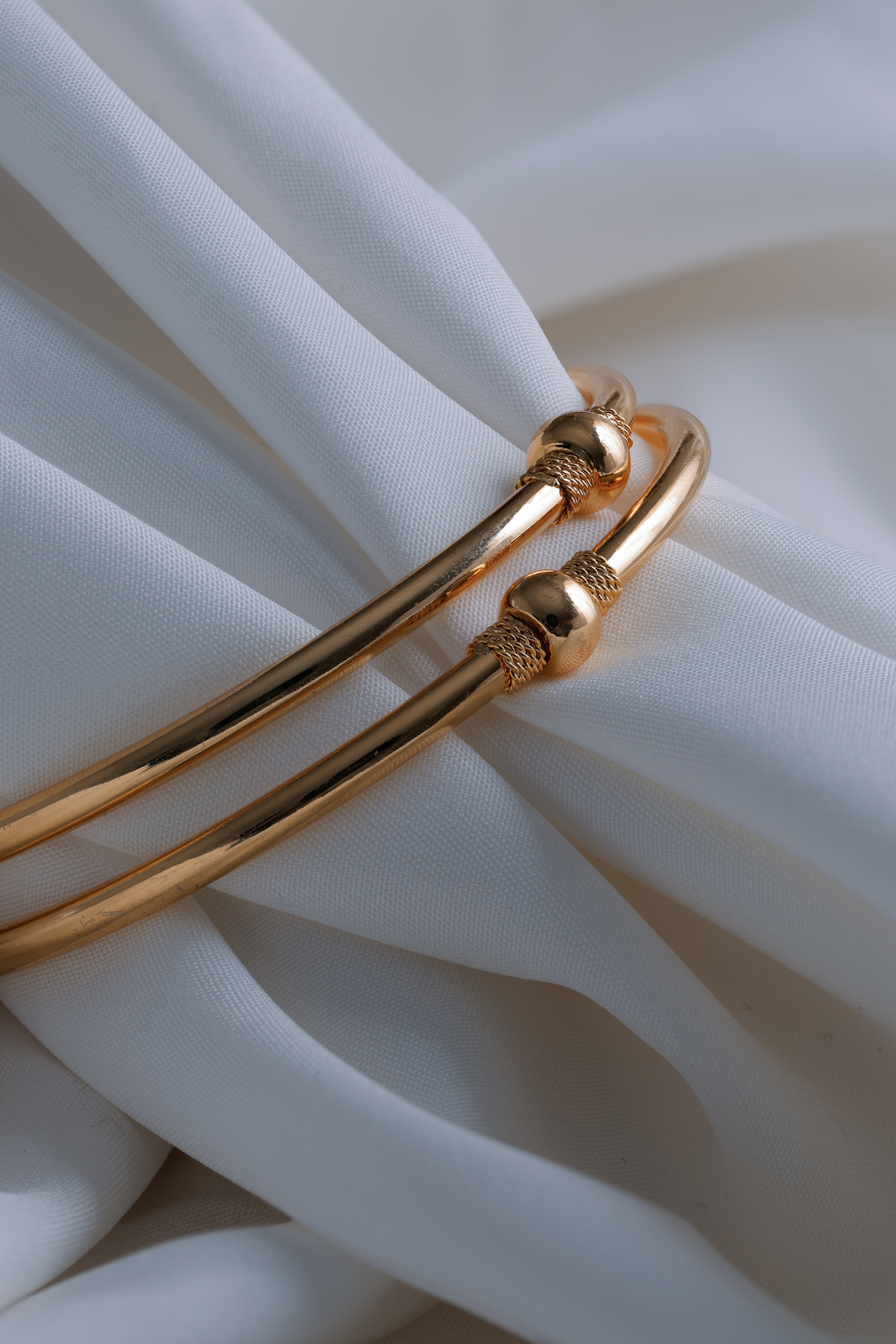 Classic Gold-Plated Bead Bangles (Set of 2)