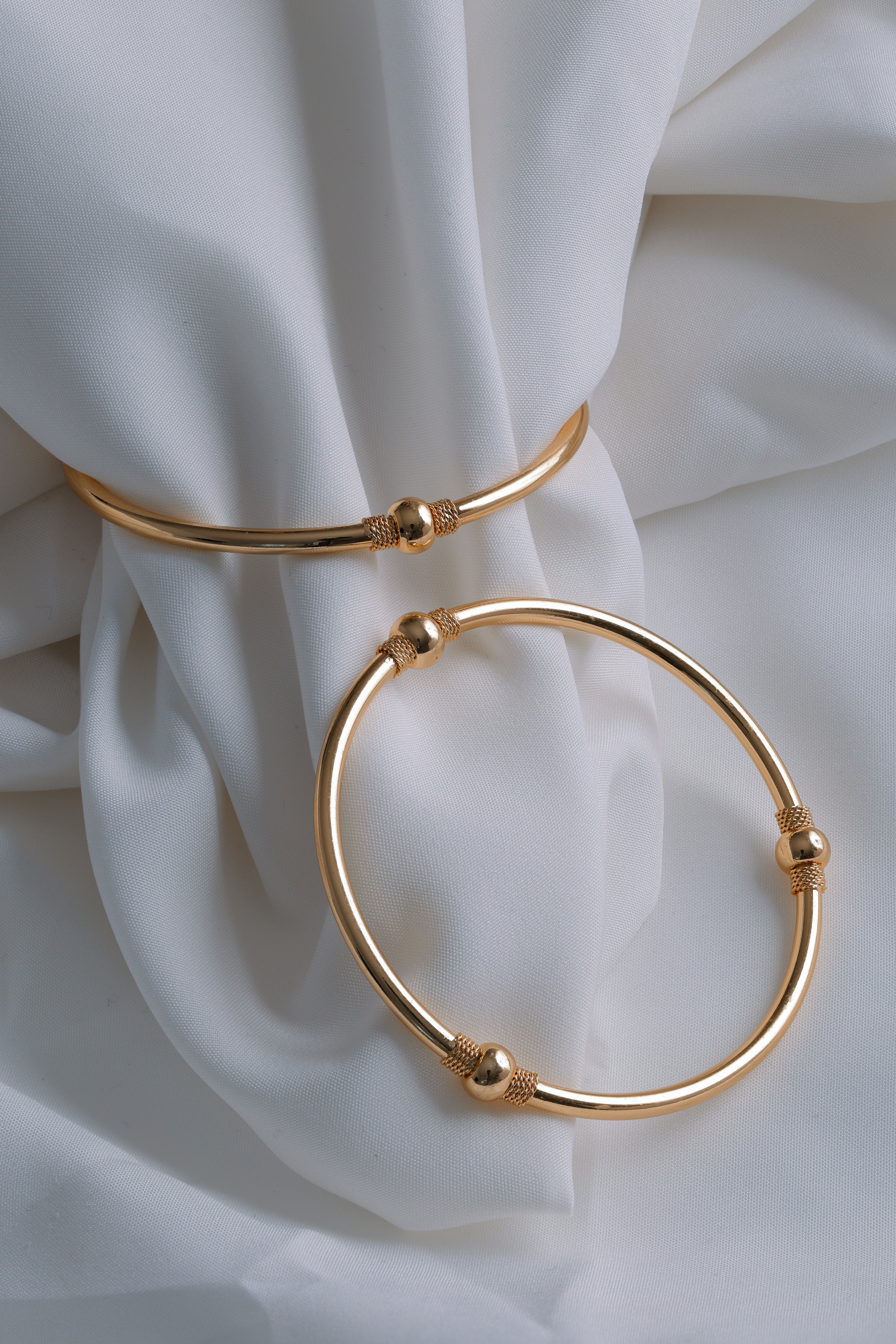 Classic Gold-Plated Bead Bangles (Set of 2)