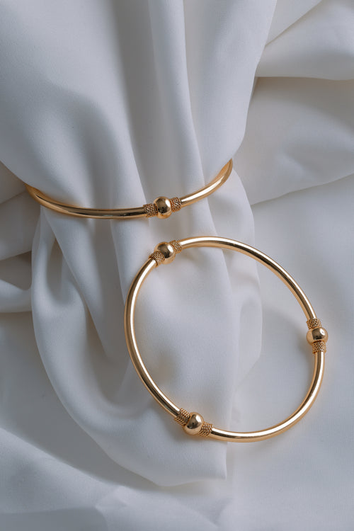 Classic Gold-Plated Bead Bangles (Set of 2)
