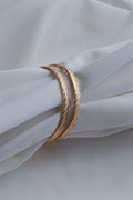 Gold-Toned Waves of Elegance: Dual-Texture Precision- Etched Bangles ( Set of 2)