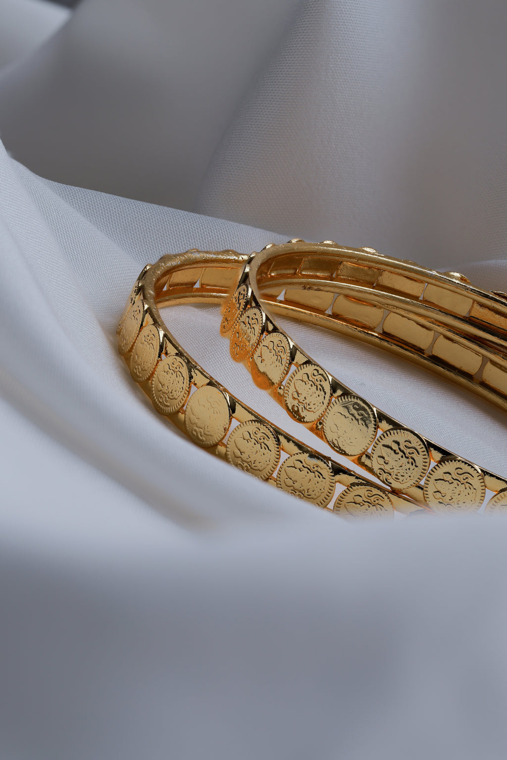 Classic Gold-Plated Coin Lakshmi Bangles (Set of 2) – Traditional