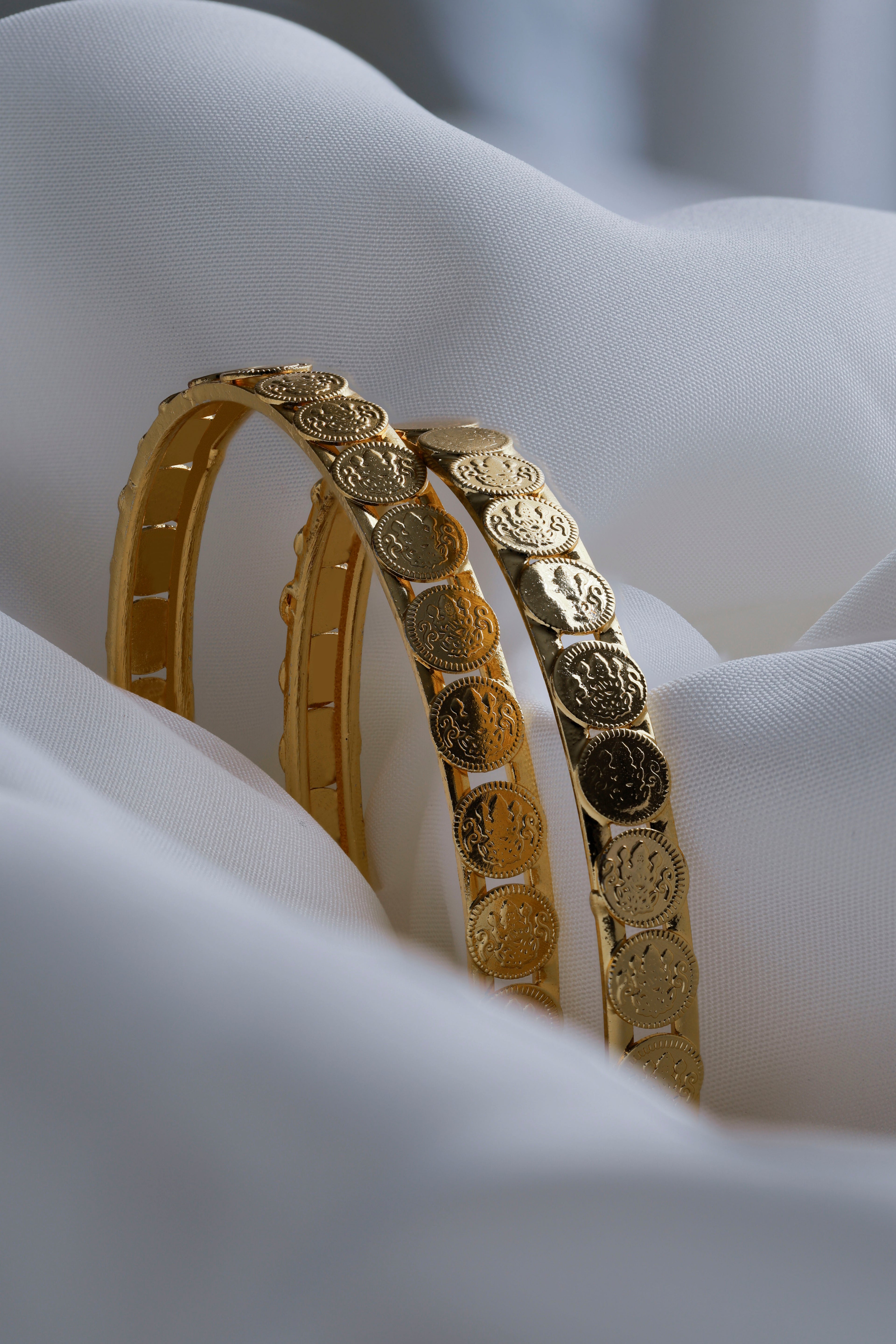 Classic Gold-Plated Coin Lakshmi Bangles (Set of 2) – Traditional
