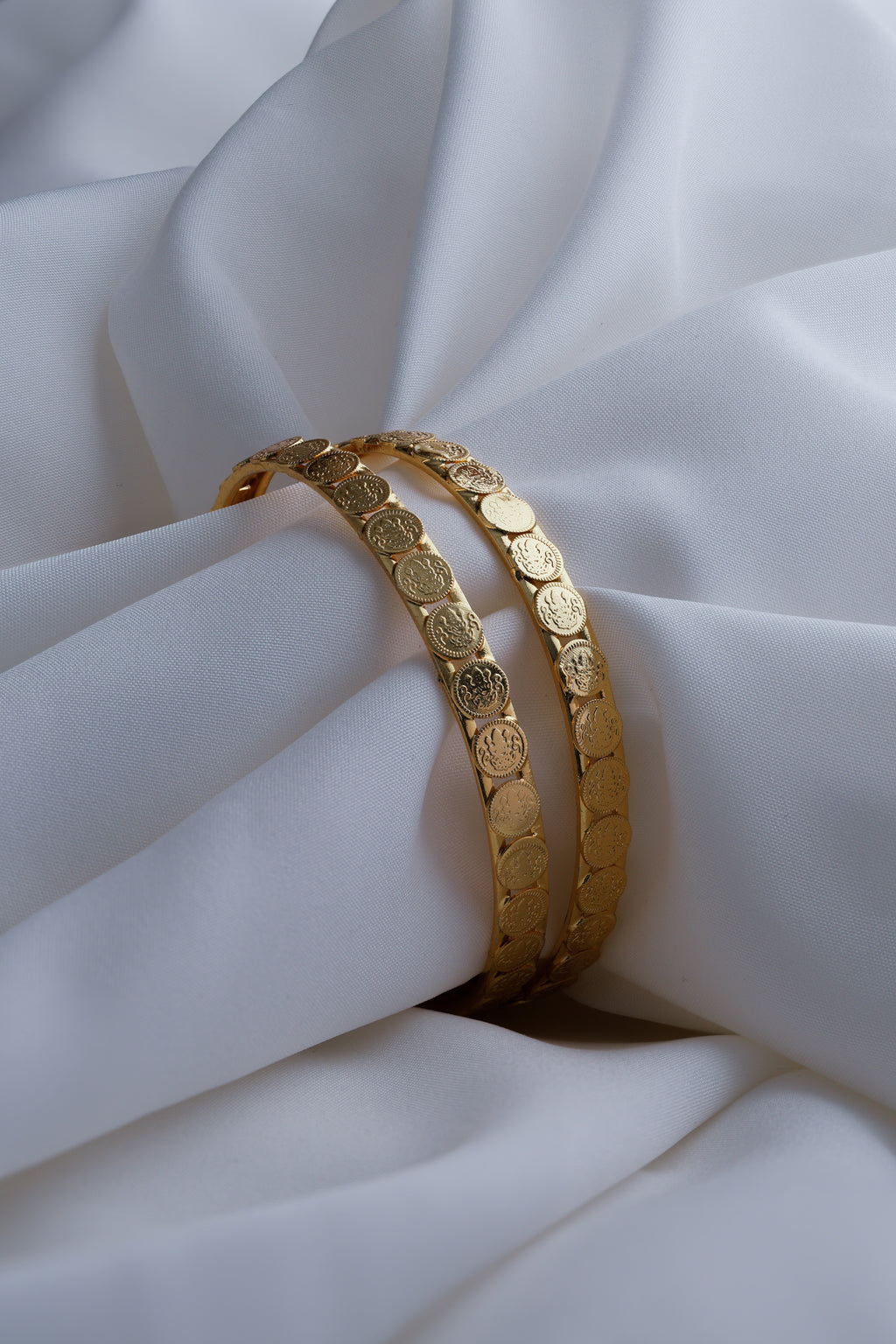 Classic Gold-Plated Coin Lakshmi Bangles (Set of 2) – Traditional