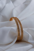 Radiant Gold-Plated Textured Bangle - (Set of 2)