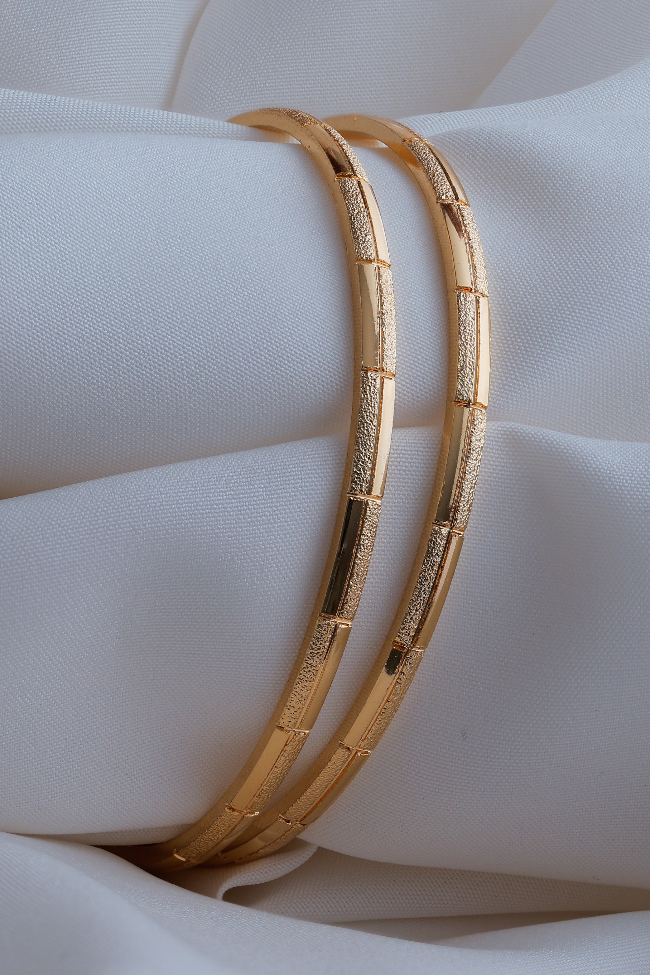 Gold Plated Textured Daily Wear Bangles (Set of 2)