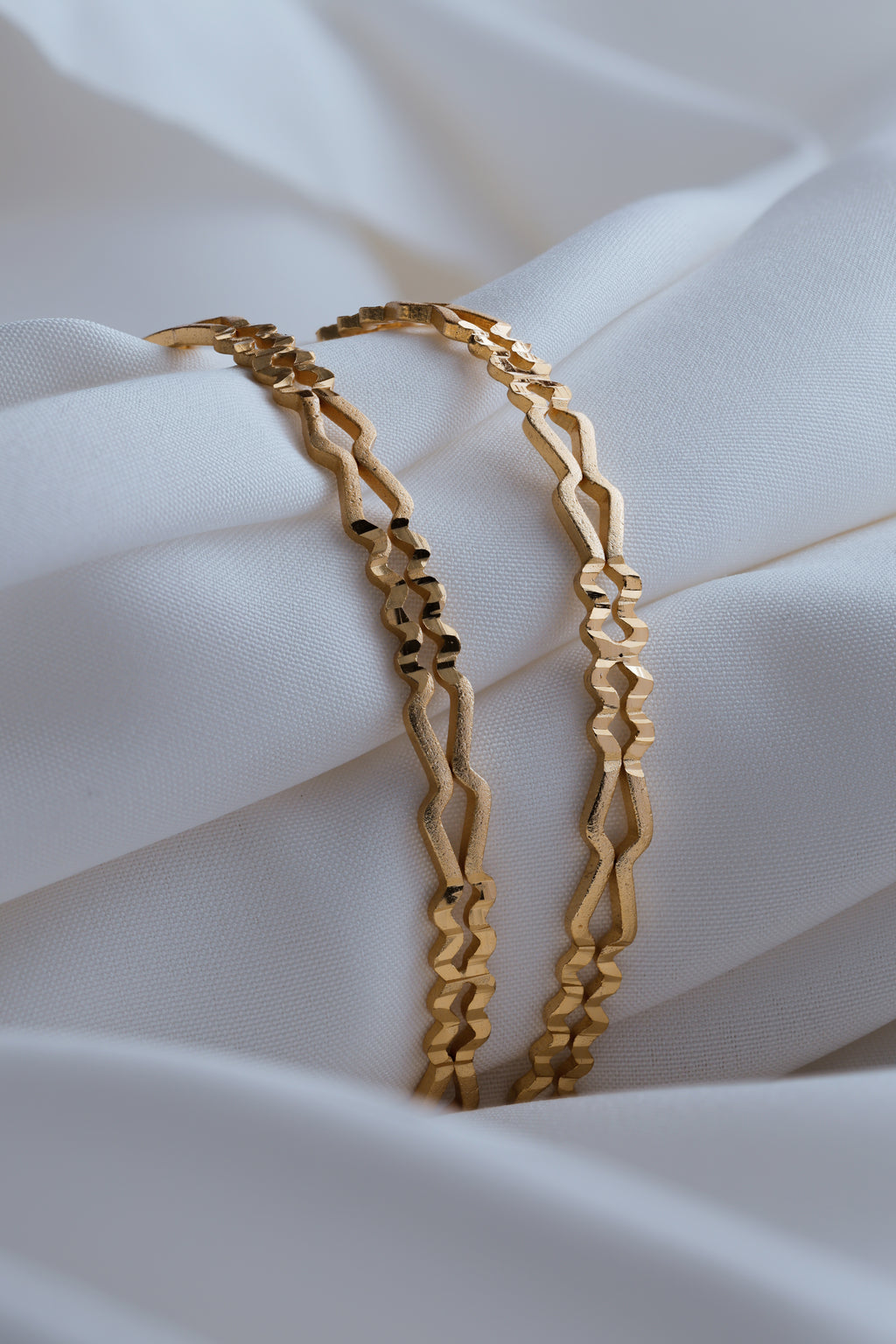 Elegant Wave-Cut Gold-Plated Daily Wear Bangles (Set of 2)
