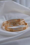 Classic Gold-Plated Triple-Line Bangles (Set of 2)