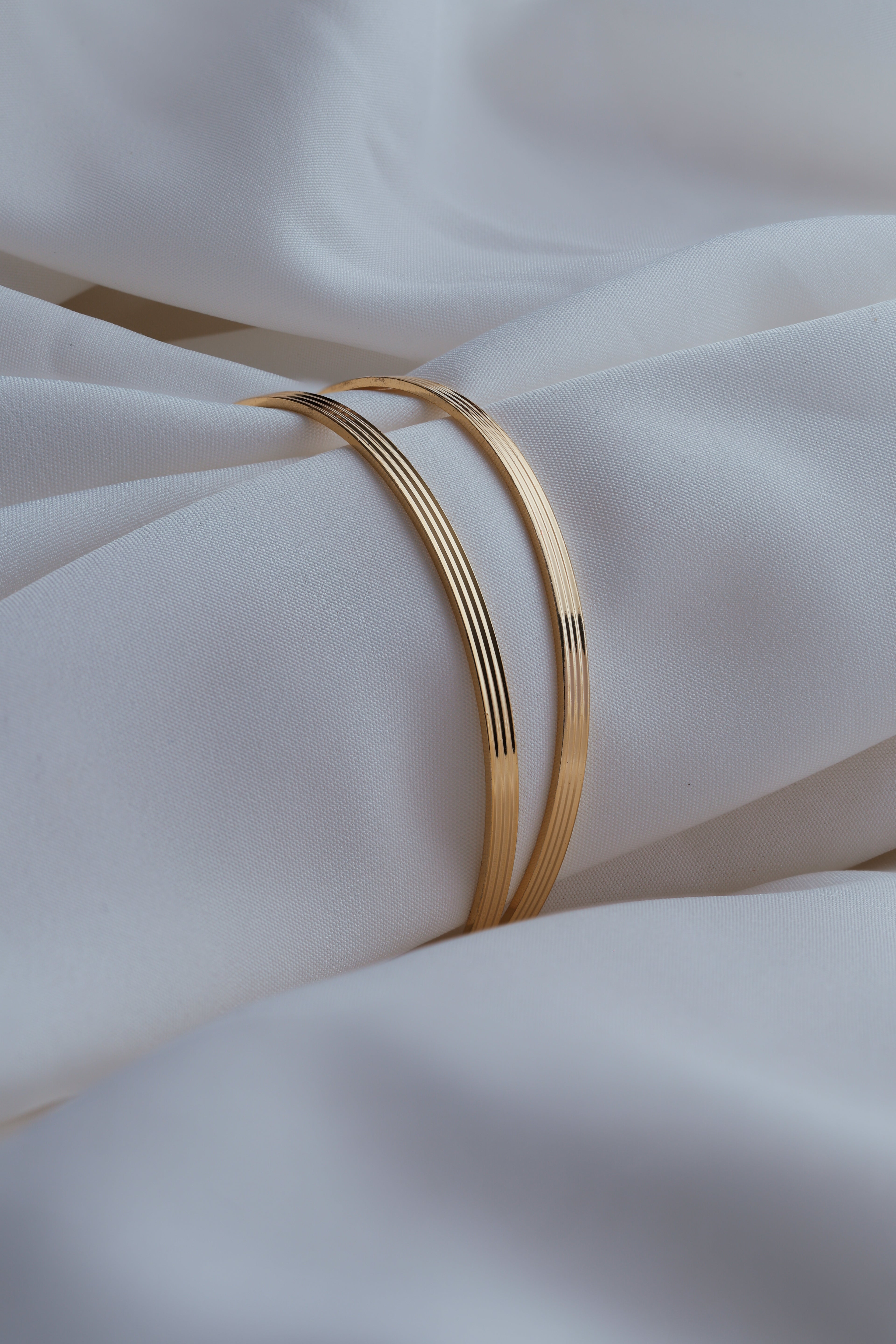 Timeless Ribbed Gold Bangles – Just Like Real Gold Design ( Set of 2)
