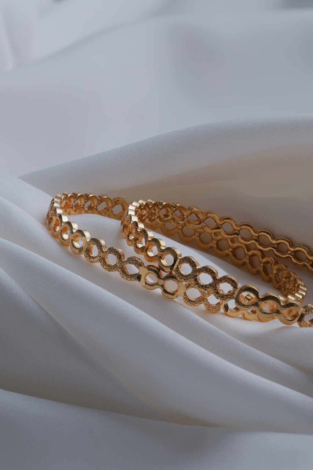 Gold-Plated Textured Infinity Bangles  (Set of 2)