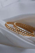 Gold-Plated Textured Infinity Bangles  (Set of 2)