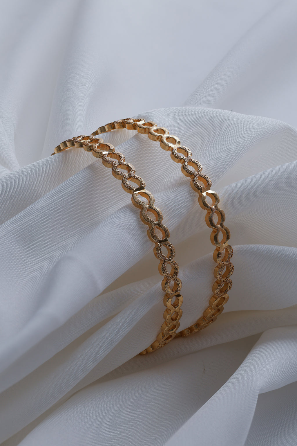 Gold-Plated Textured Infinity Bangles  (Set of 2)