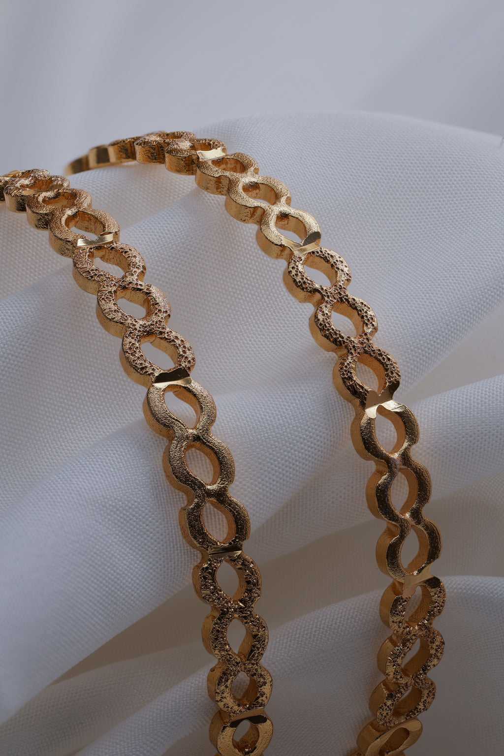 Gold-Plated Textured Infinity Bangles  (Set of 2)