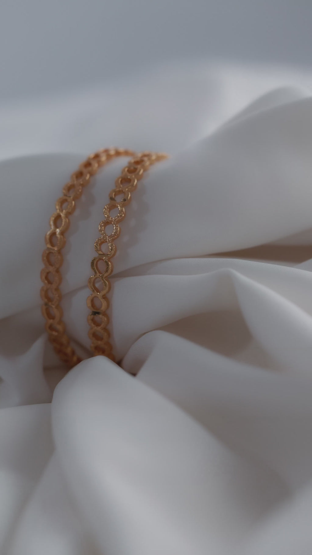Gold-Plated Textured Infinity Bangles  (Set of 2)