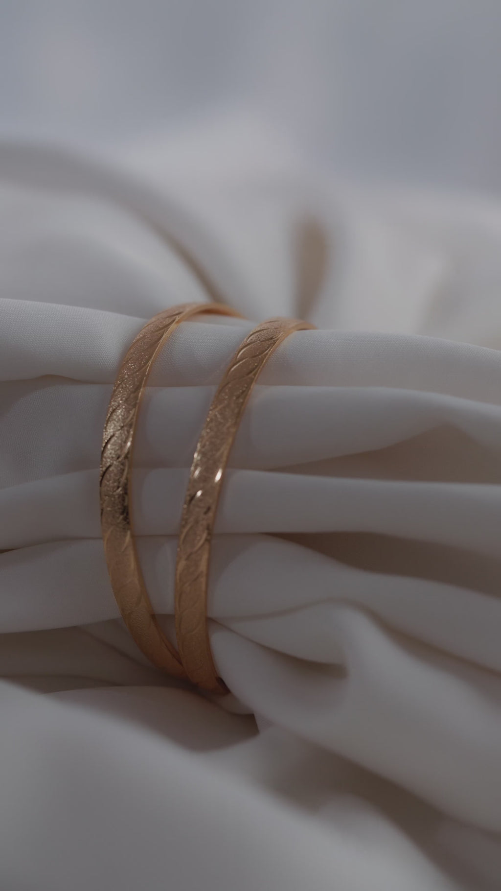 Gold-Toned Waves of Elegance: Dual-Texture Precision- Etched Bangles ( Set of 2)