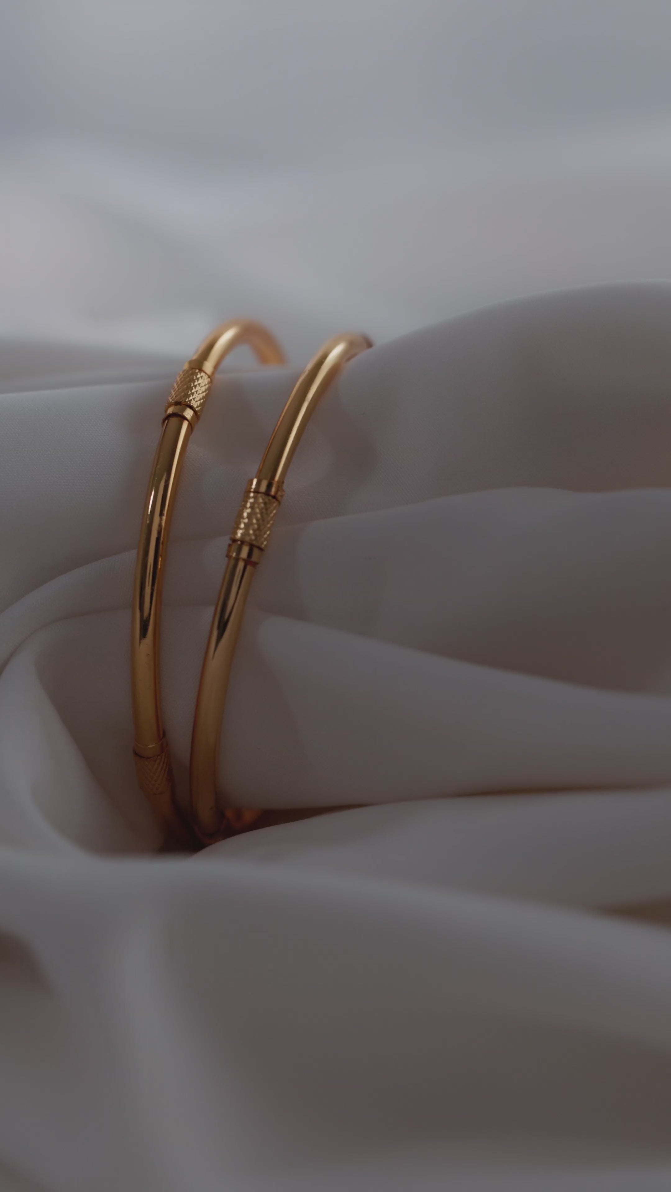 Elegant Gold‑Plated Bangle Pair with Textured Design ( Set of 2)