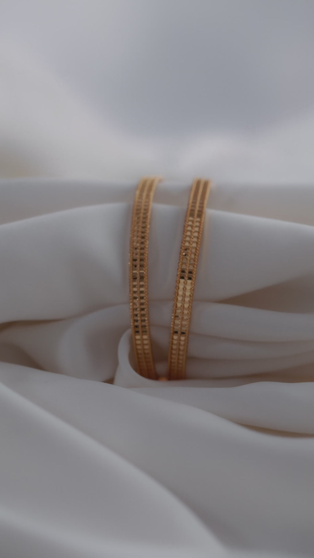 Radiant Gold-Plated Textured Bangle - (Set of 2)